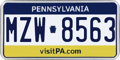 PA license plate MZW8563