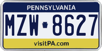 PA license plate MZW8627