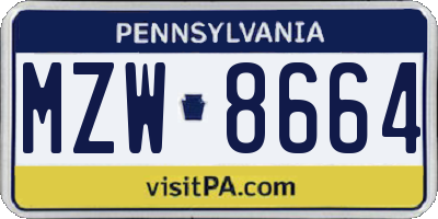 PA license plate MZW8664