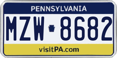 PA license plate MZW8682