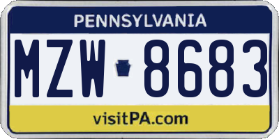 PA license plate MZW8683