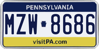 PA license plate MZW8686