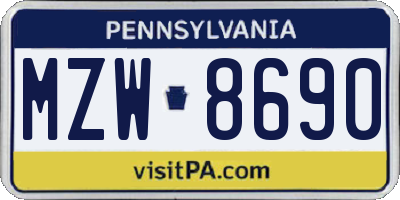 PA license plate MZW8690