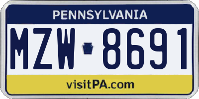 PA license plate MZW8691