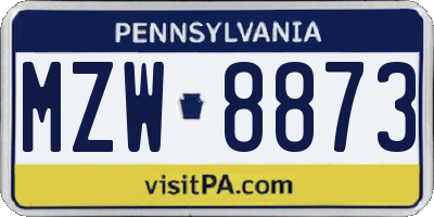 PA license plate MZW8873