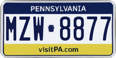 PA license plate MZW8877