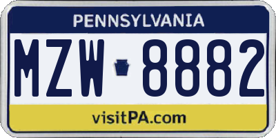 PA license plate MZW8882