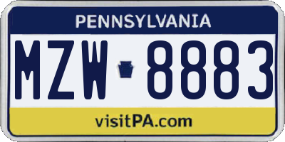 PA license plate MZW8883