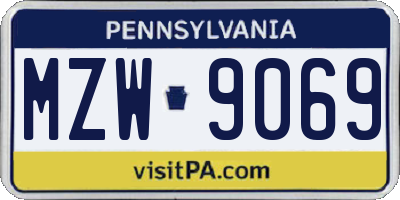 PA license plate MZW9069