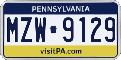PA license plate MZW9129