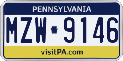 PA license plate MZW9146
