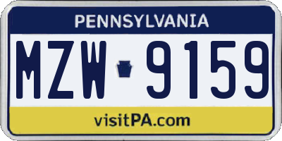 PA license plate MZW9159