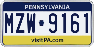 PA license plate MZW9161