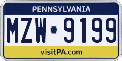 PA license plate MZW9199