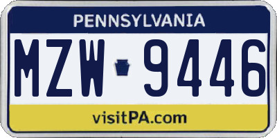 PA license plate MZW9446