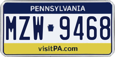 PA license plate MZW9468