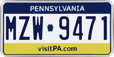 PA license plate MZW9471