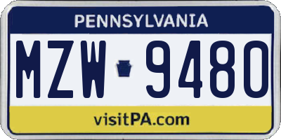 PA license plate MZW9480