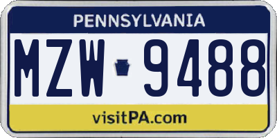 PA license plate MZW9488