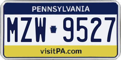 PA license plate MZW9527