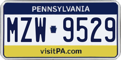 PA license plate MZW9529