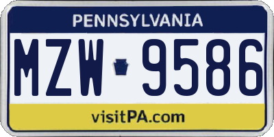 PA license plate MZW9586