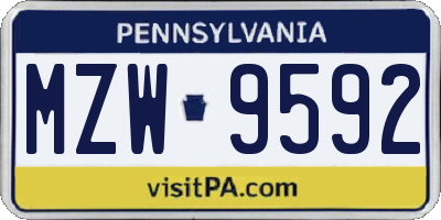 PA license plate MZW9592