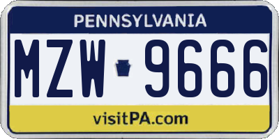 PA license plate MZW9666