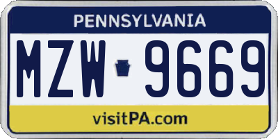 PA license plate MZW9669