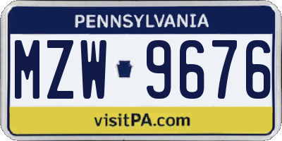 PA license plate MZW9676