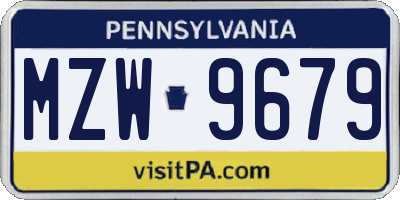 PA license plate MZW9679
