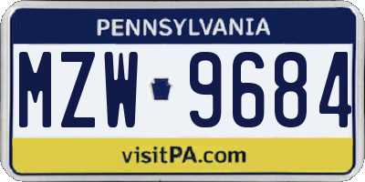 PA license plate MZW9684
