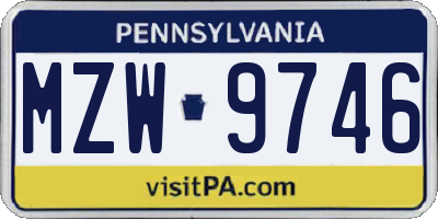 PA license plate MZW9746