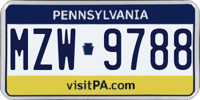 PA license plate MZW9788
