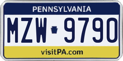 PA license plate MZW9790