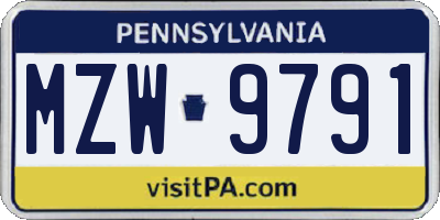 PA license plate MZW9791