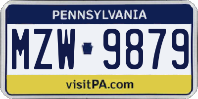 PA license plate MZW9879