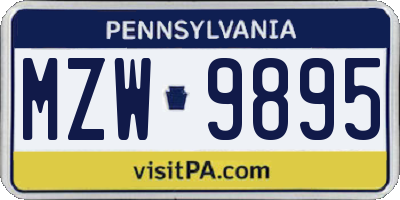 PA license plate MZW9895