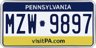 PA license plate MZW9897