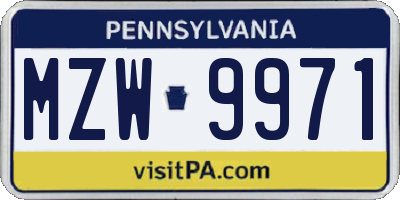 PA license plate MZW9971
