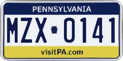 PA license plate MZX0141