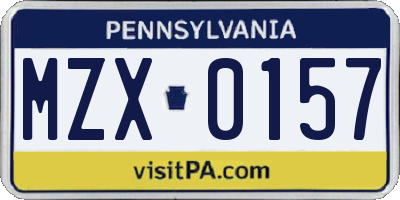 PA license plate MZX0157