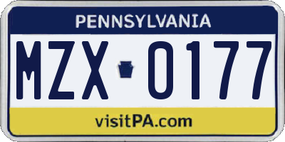 PA license plate MZX0177