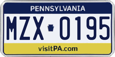 PA license plate MZX0195