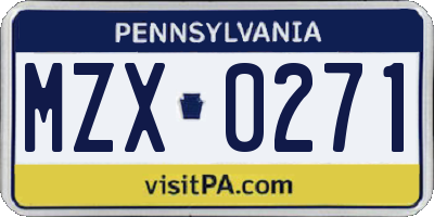 PA license plate MZX0271