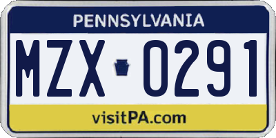 PA license plate MZX0291