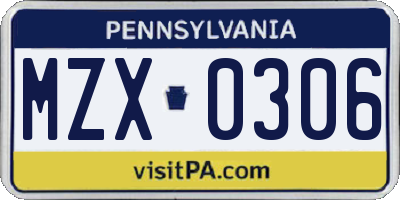 PA license plate MZX0306