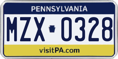 PA license plate MZX0328