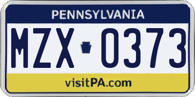PA license plate MZX0373