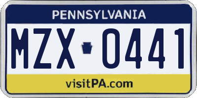 PA license plate MZX0441